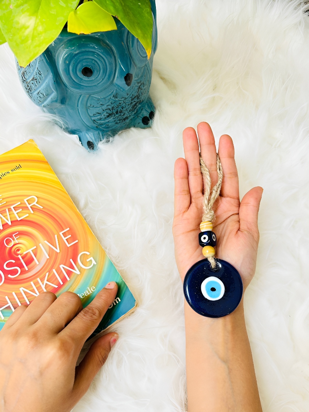 

JASMEY HOMES Blue & Beige Evil Eye Wall Hanging Ornament