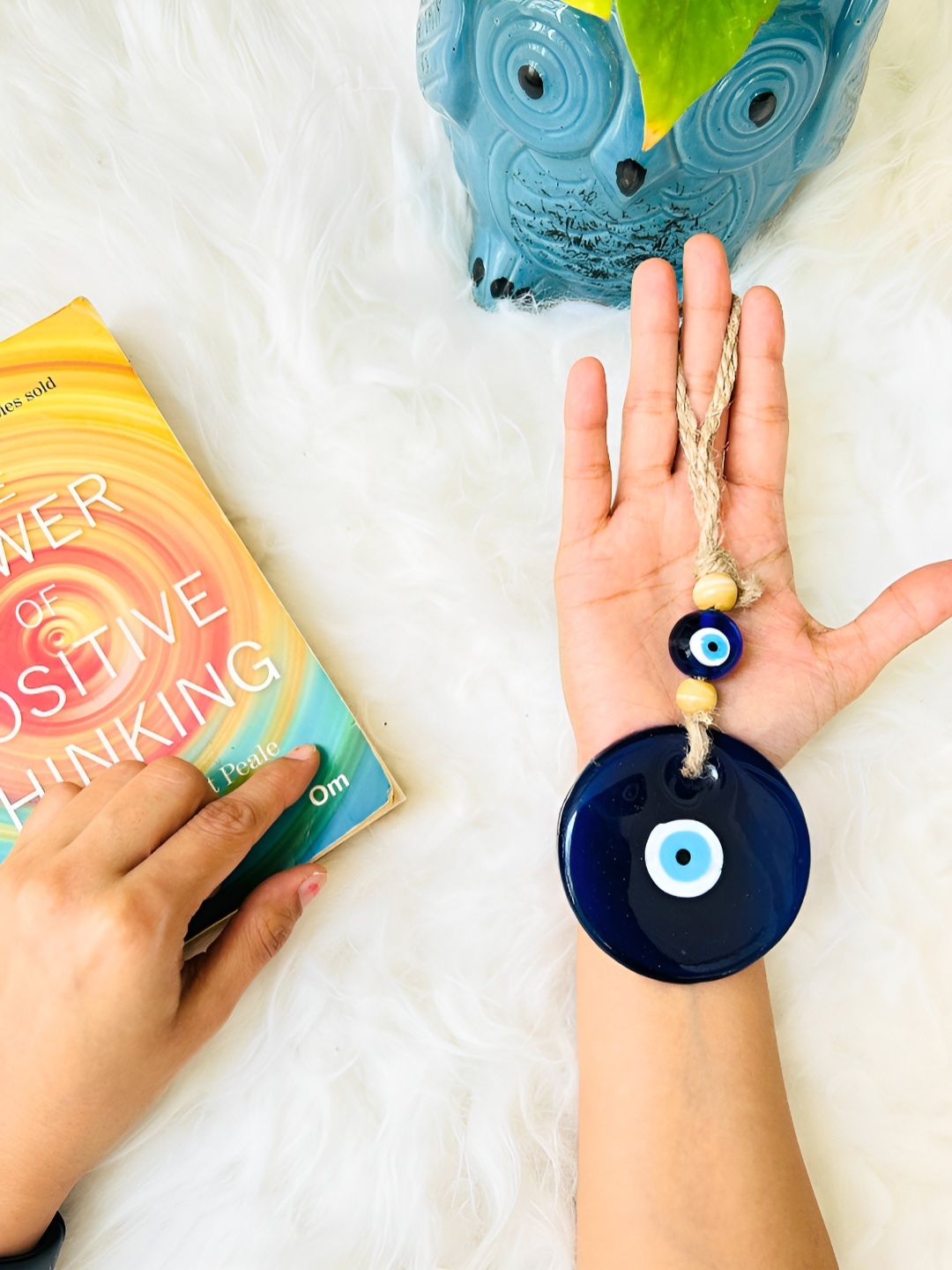 

JASMEY HOMES Blue & Beige Evil Eye Wall Hanging Ornament