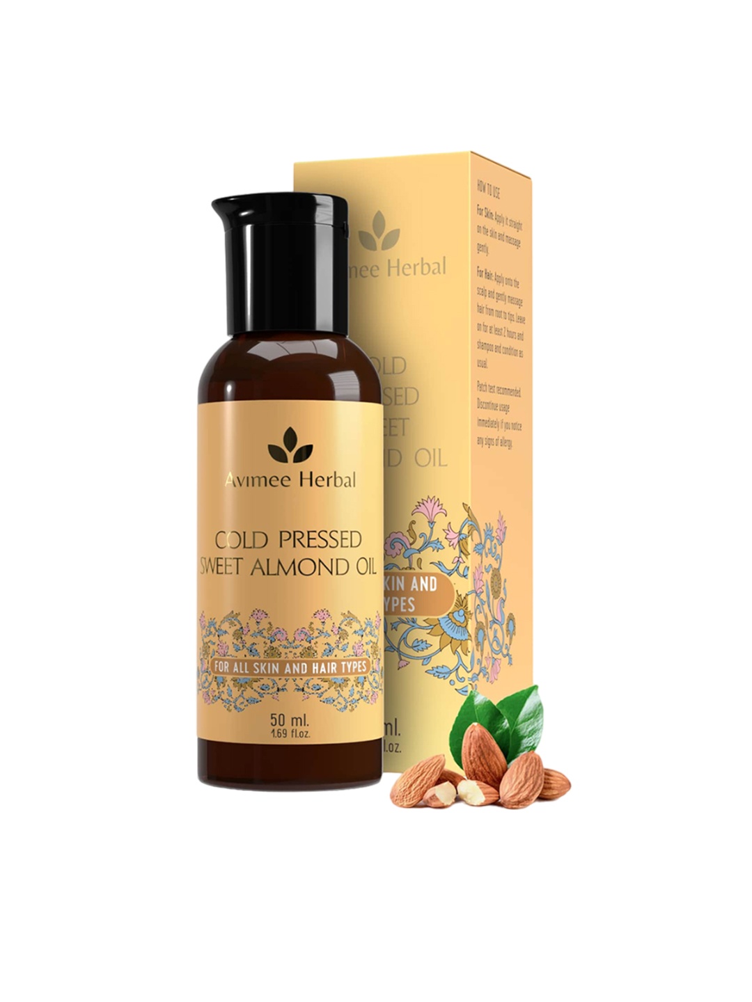 

Avimee Herbal Cold Pressed Sweet Almond Oil With Vitamin E - 50ml, Yellow