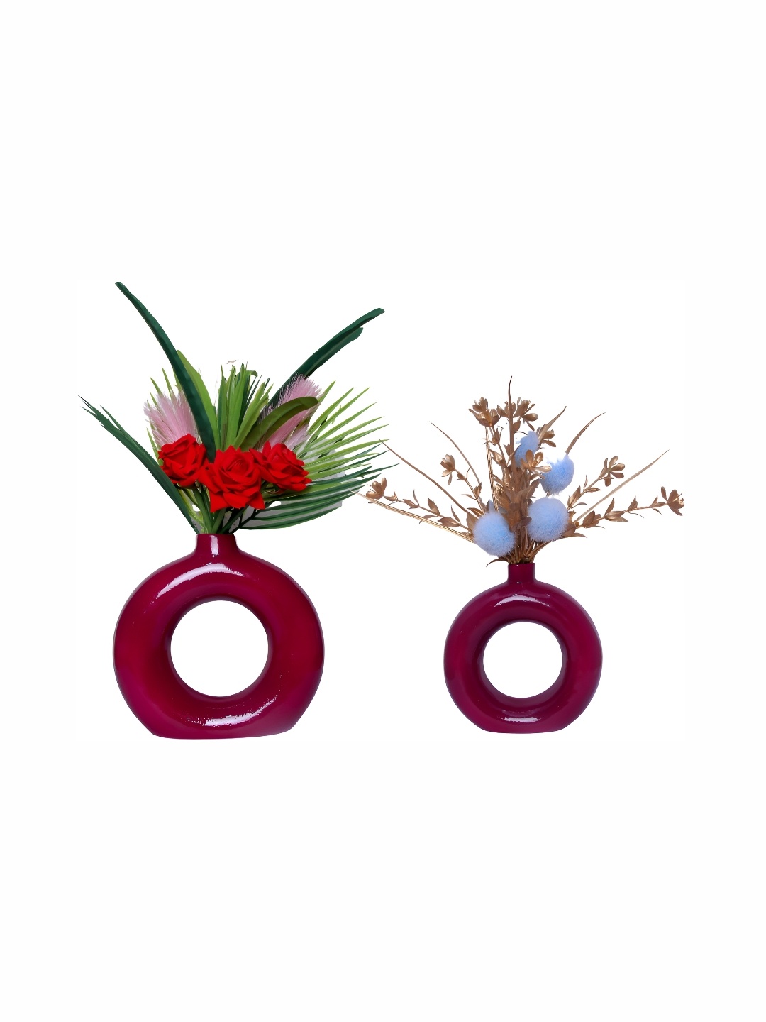 

GW CREATIONS Red 2 Pieces Round Planters