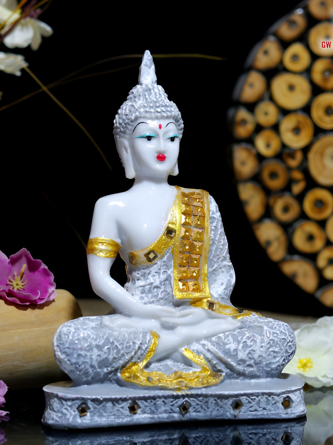 

GW CREATIONS Grey Buddha Figurine Showpiece