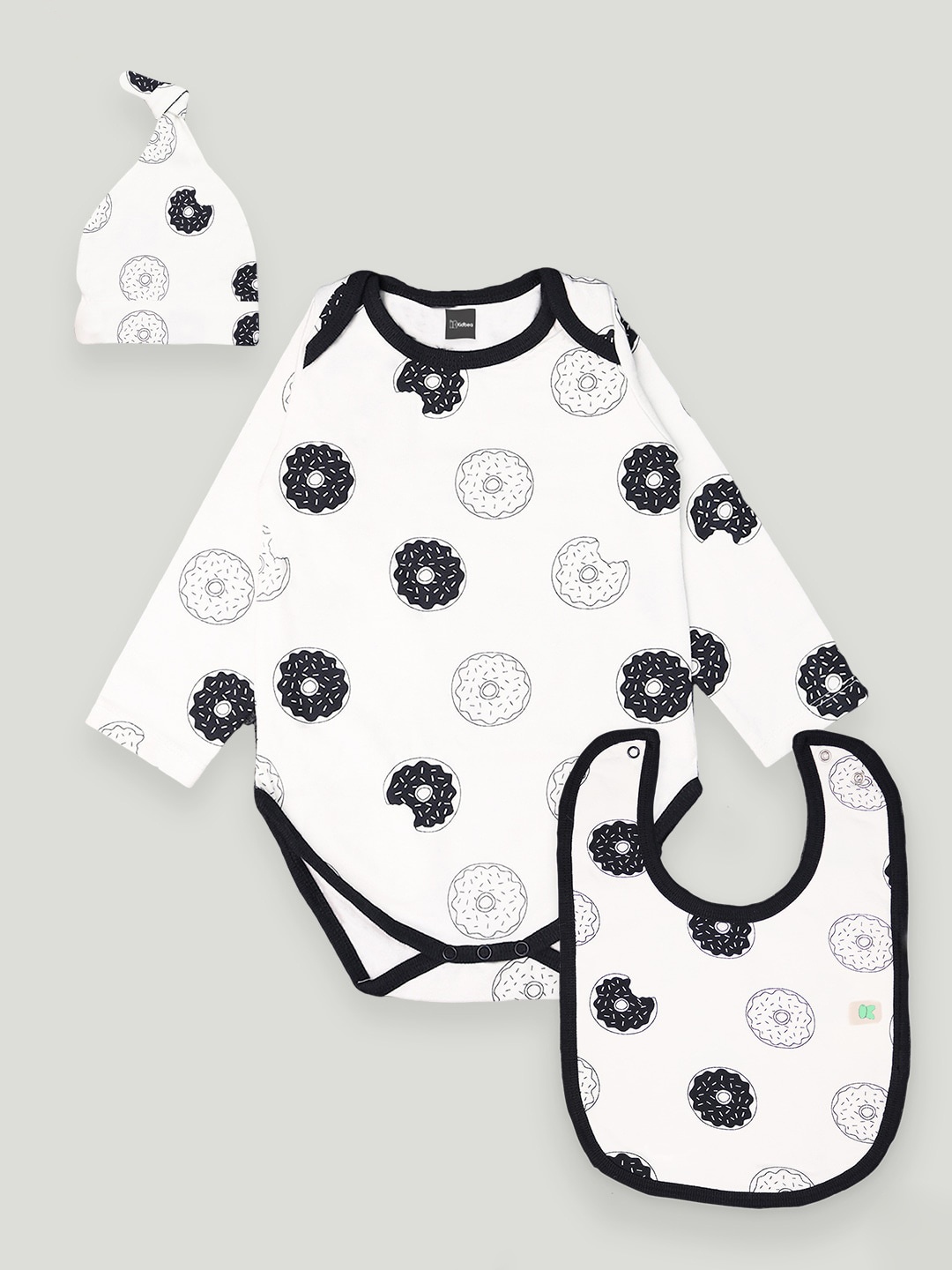 

Kidbea Infants 3-Pcs Printed Pure Cotton Baby Apparel Gift Set, White