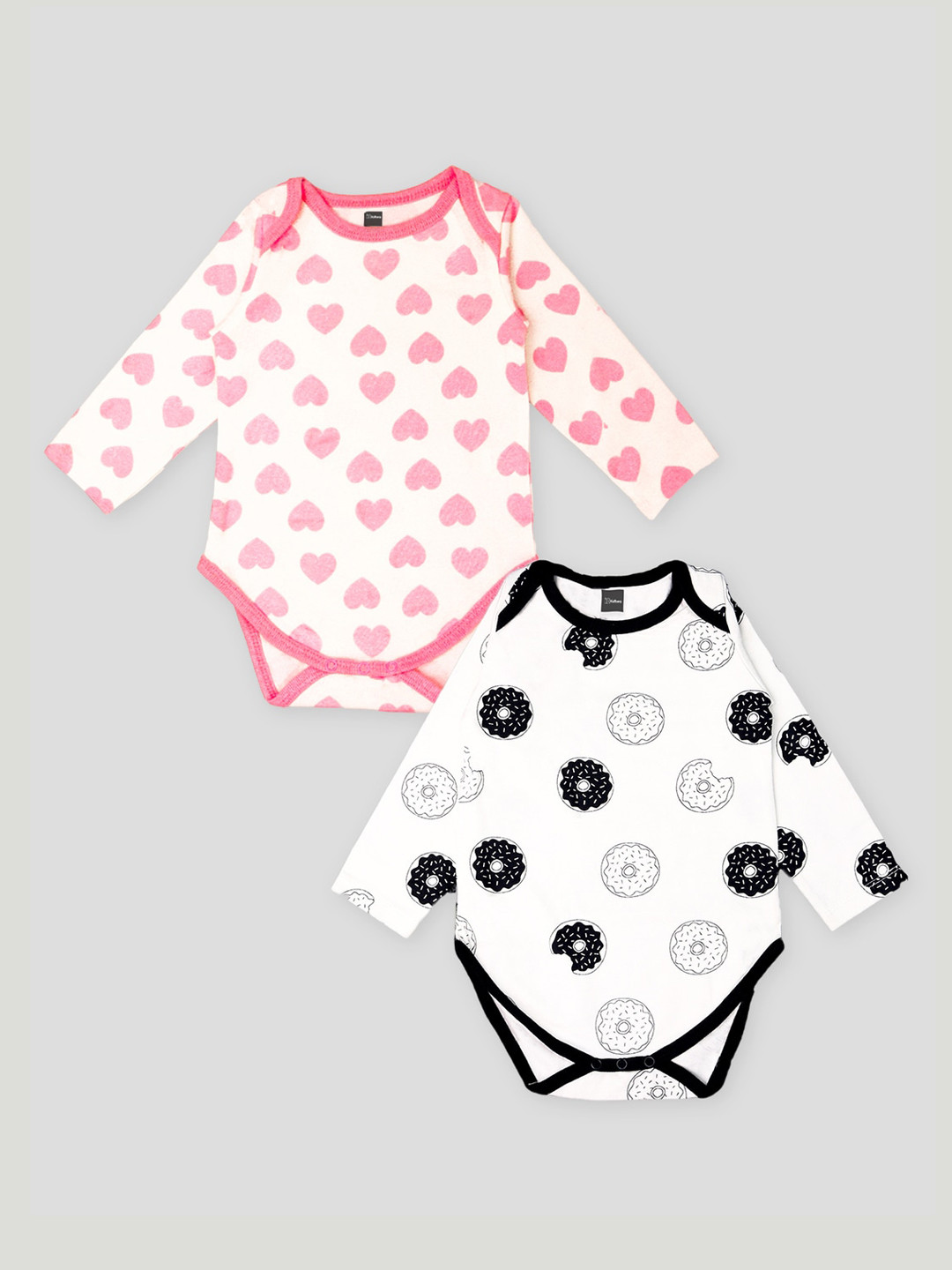 

Kidbea Infants Kids Pack Of 2 Printed Pure Cotton Bodysuits, Black
