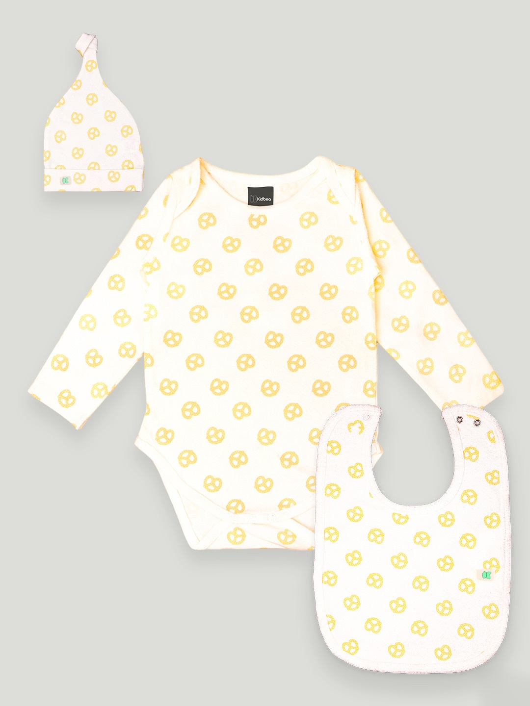 

Kidbea Infants 3-Pcs Printed Pure Cotton Baby Apparel Gift Set, White