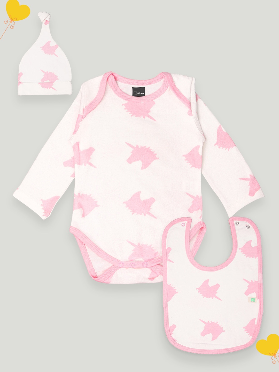 

Kidbea Infants 3-Pcs Printed Pure Cotton Baby Apparel Gift Set, Pink
