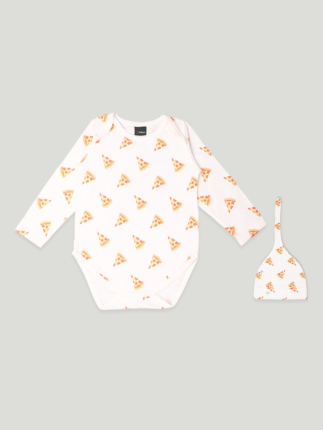

Kidbea Infants Kids Printed Pure Organic Cotton Baby Onesie Bodysuit & Cap, White
