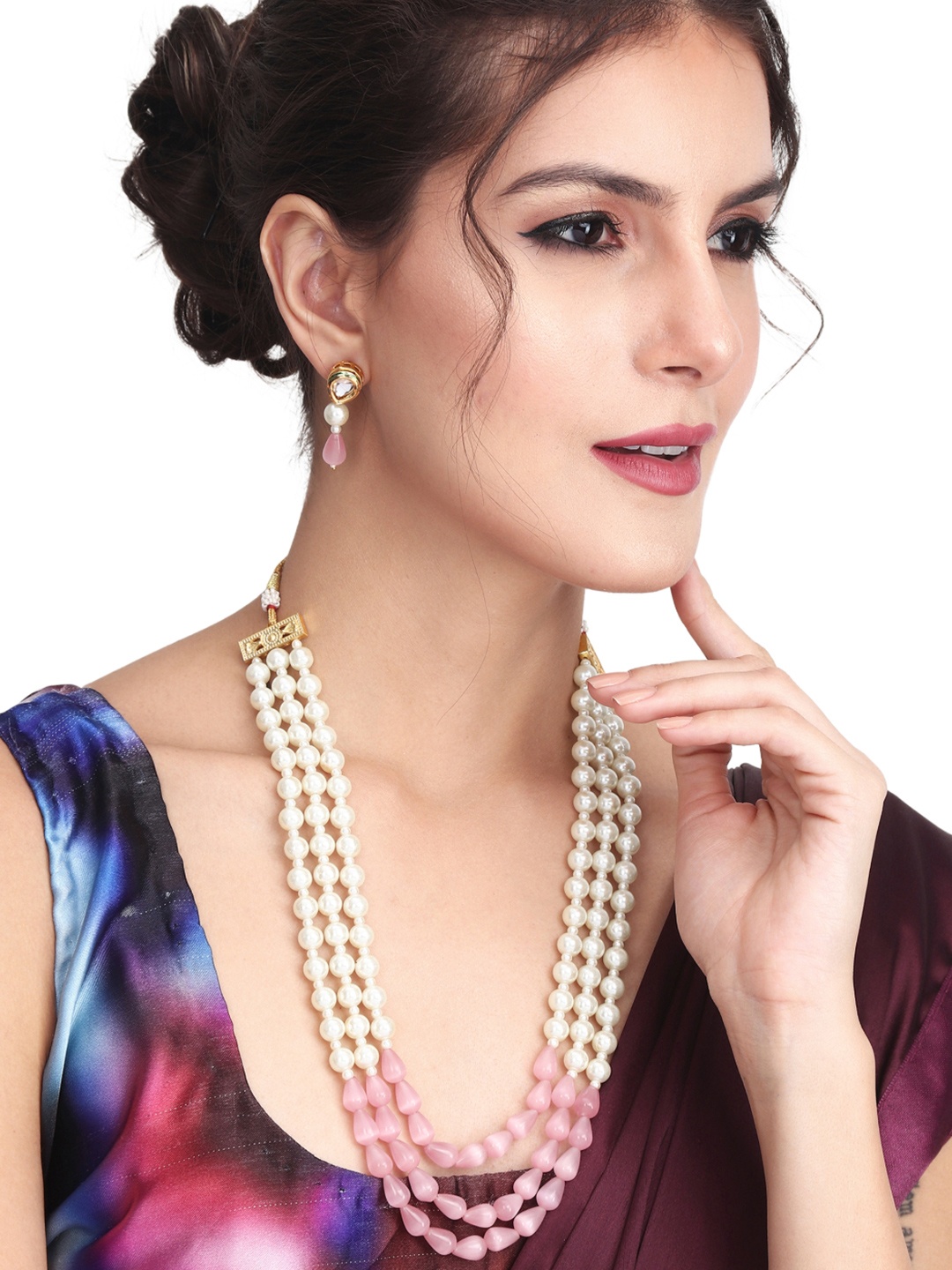 

Anvik Gold-Plated Beaded Layered Necklace & Earrings, White