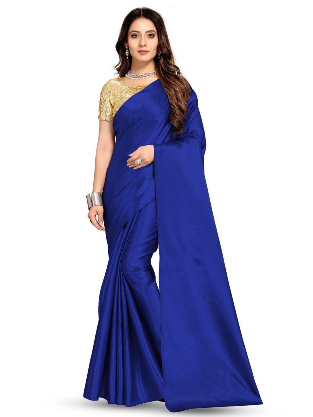 

Aruna Sarees Satin Party Saree, Blue