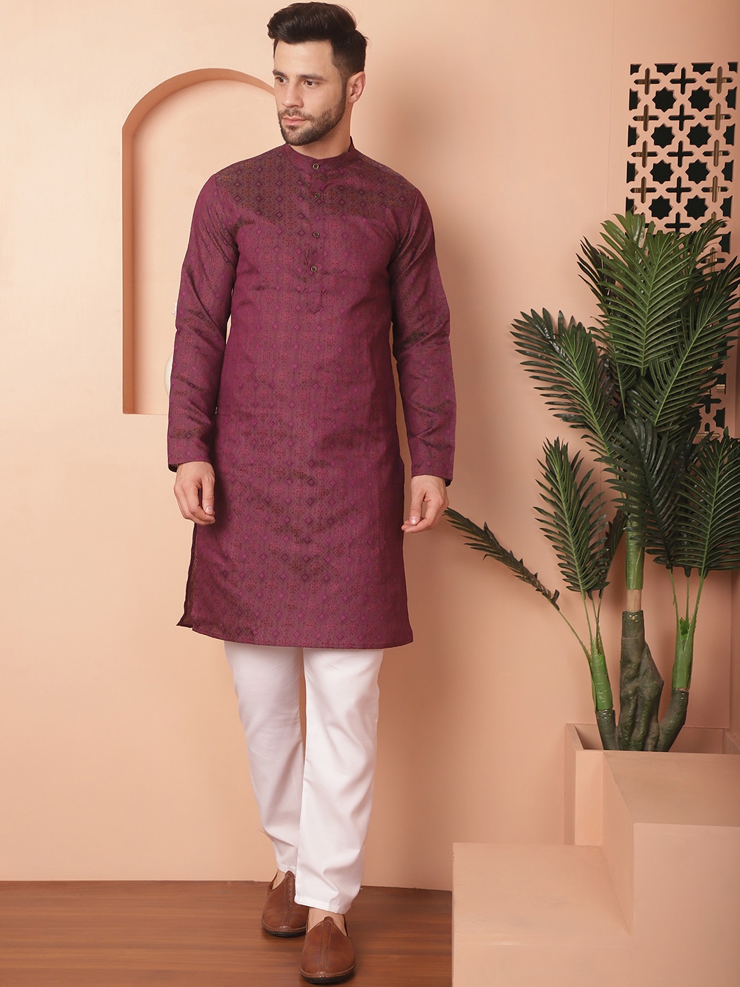 

Jompers Ethnic Motifs Straight Kurta, Purple