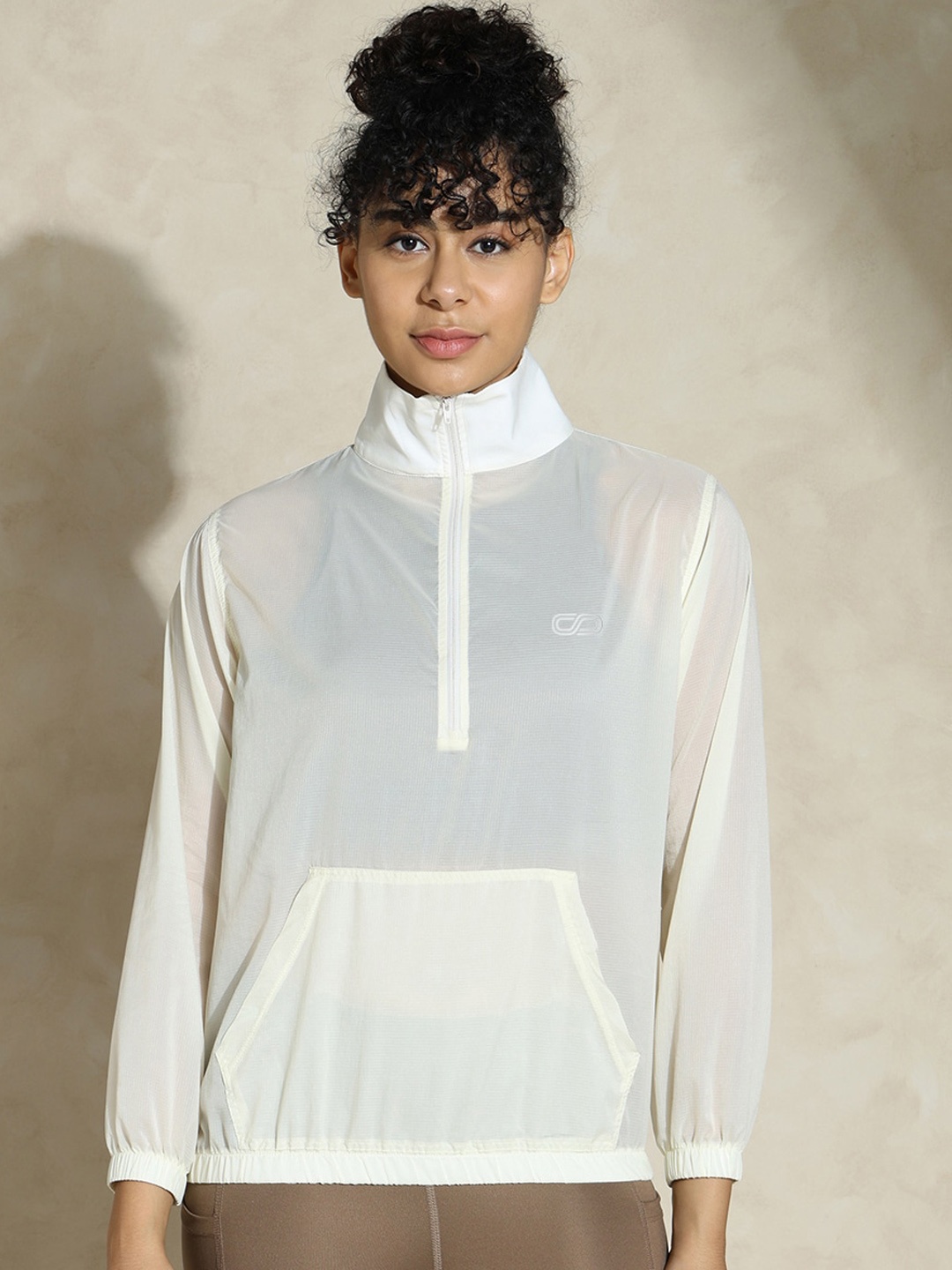 

Silvertraq Mock Collar Lightweight Sheer Anti Odour Sporty Jacket, Cream