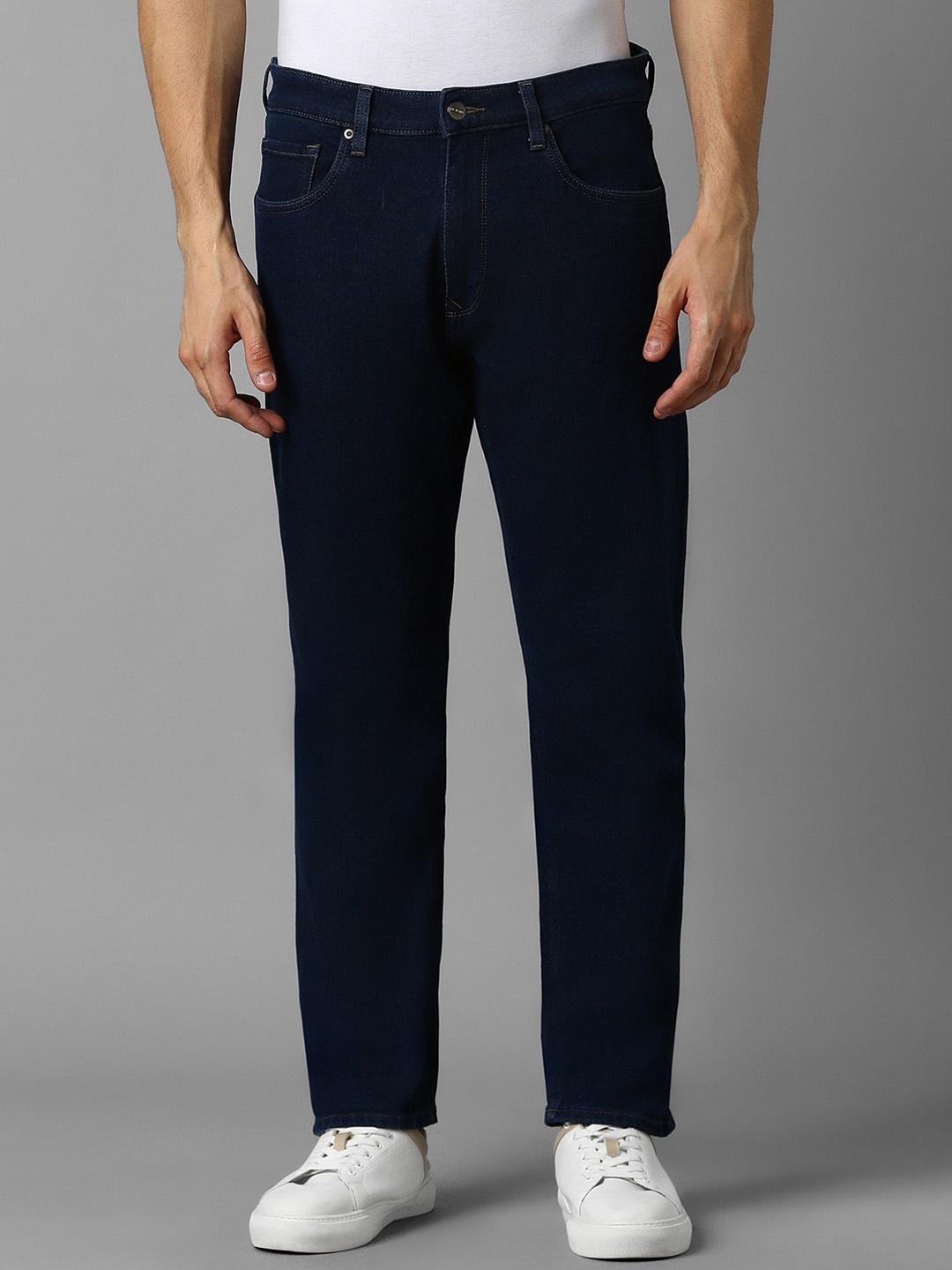 

Louis Philippe Jeans Men Low-Rise Clean Look Stretchable Jeans, Navy blue