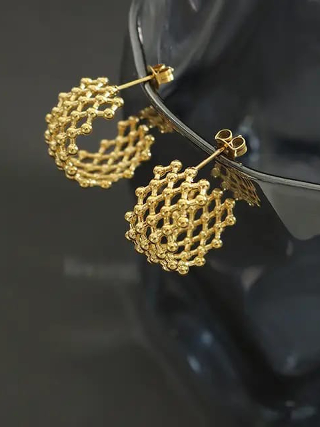 

KRYSTALZ Gold Plated Half Hoop Earrings