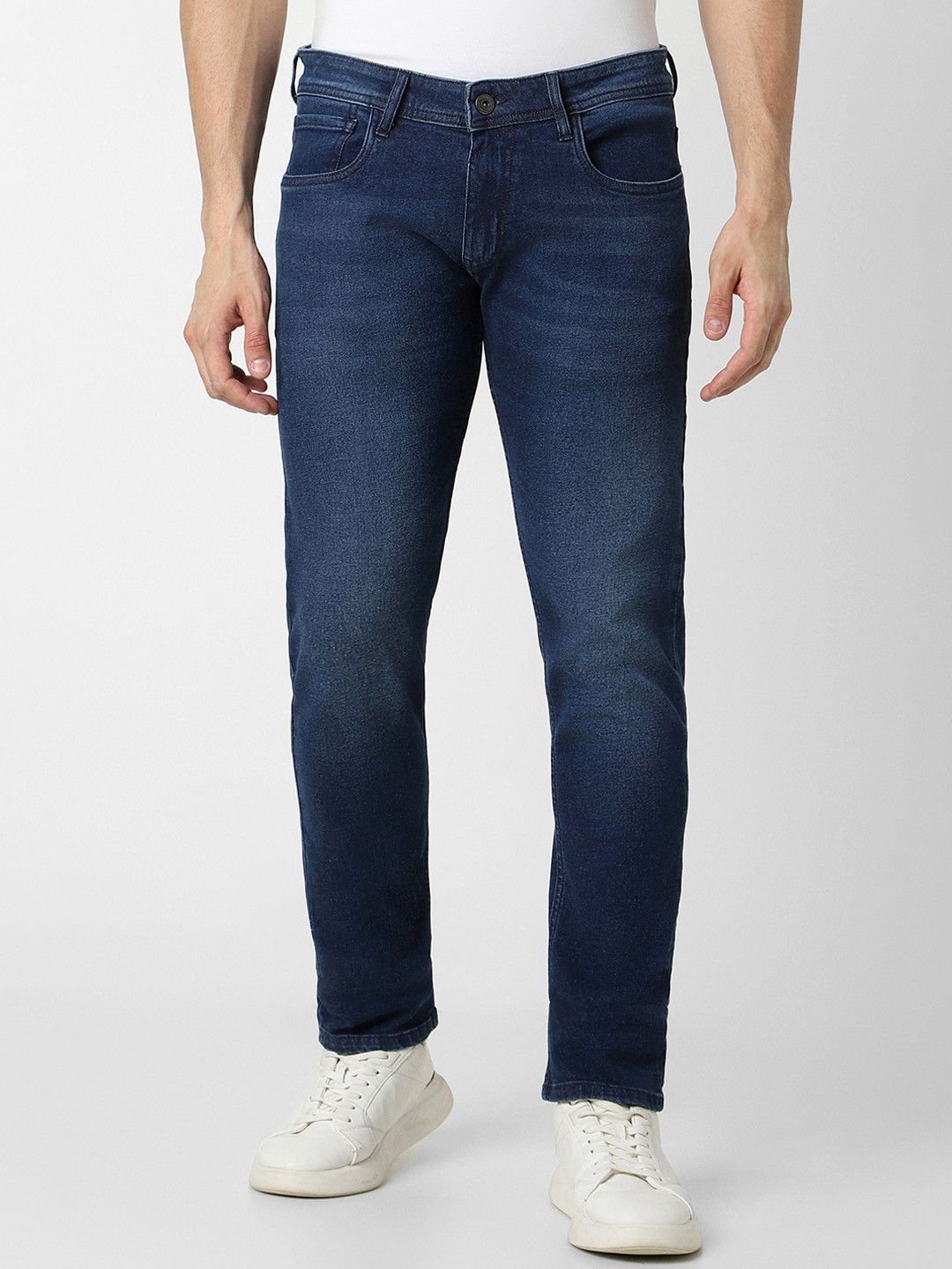 

Peter England Casuals Men Skinny Fit Heavy Fade Jeans, Navy blue