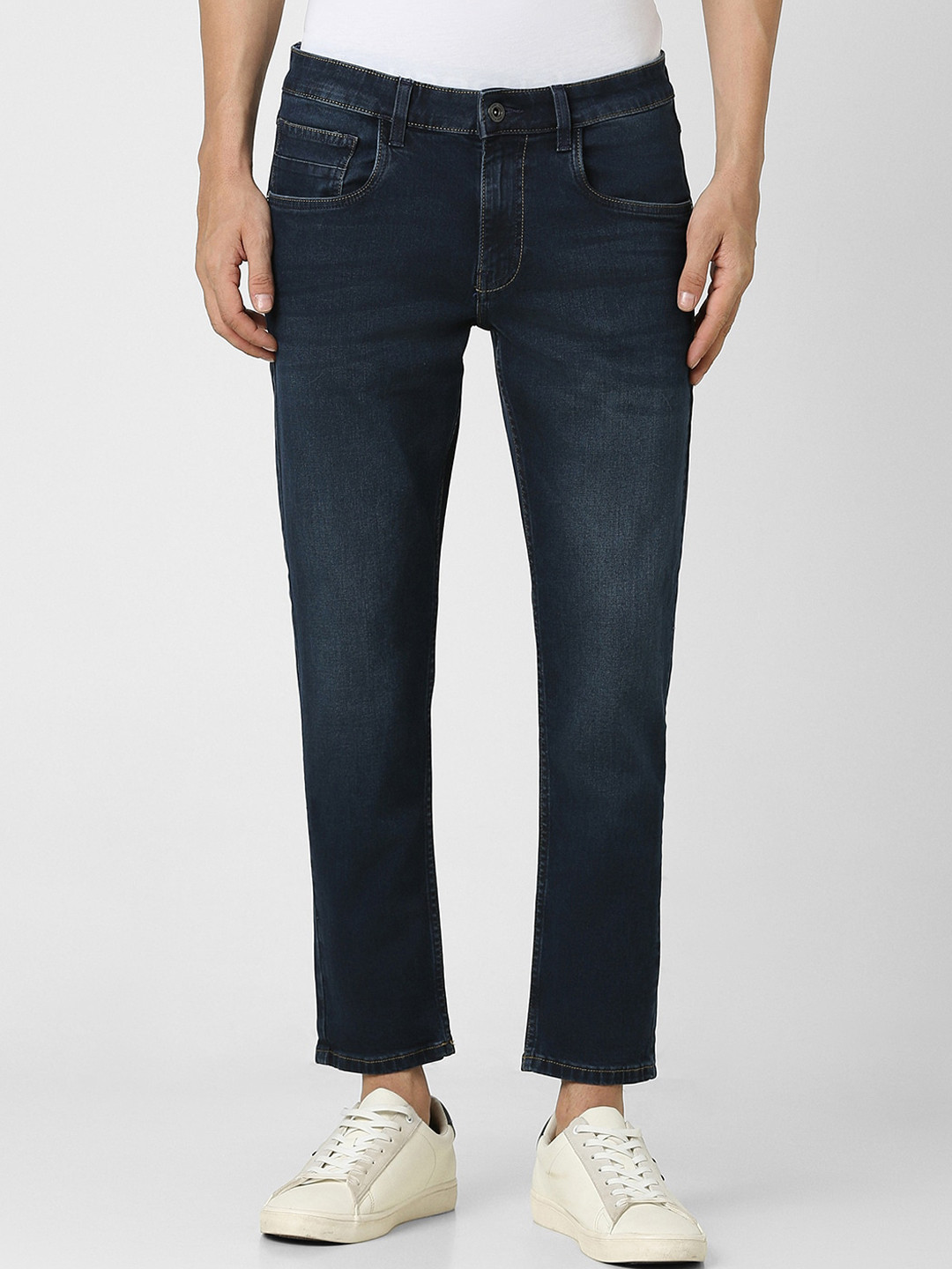 

VAN HEUSEN DENIM LABS Men Slim Fit Clean Look Heavy Fade Stretchable Jeans, Navy blue