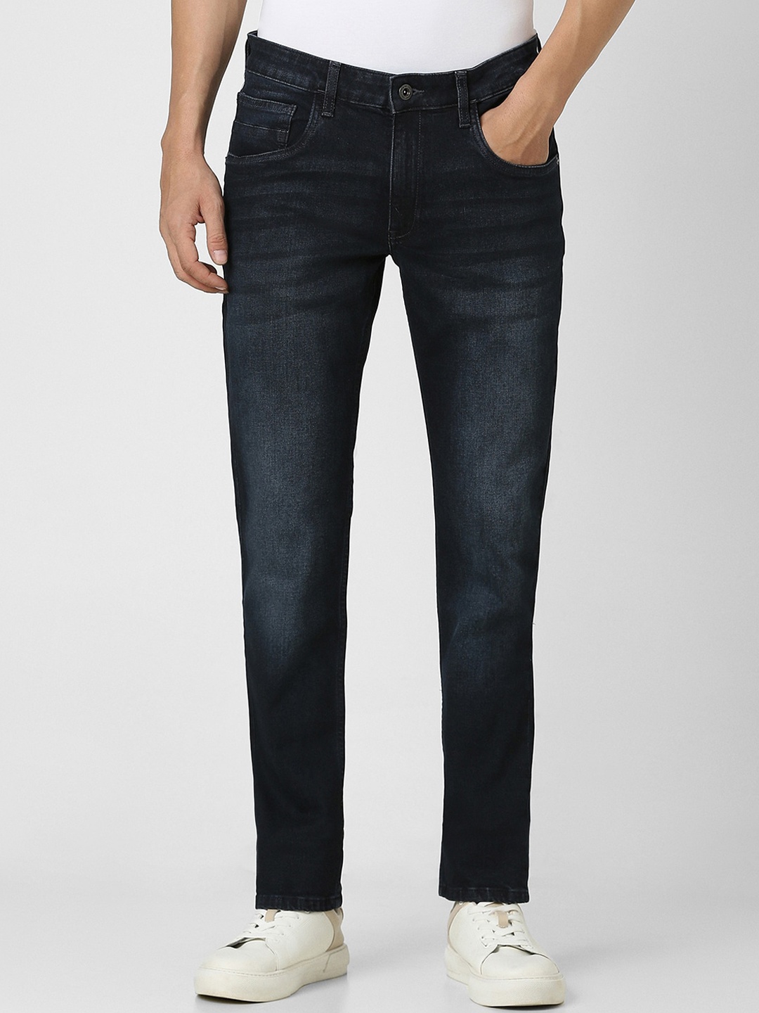 

VAN HEUSEN DENIM LABS Men Mid-Rise Slim Fit Heavy Fade Jeans, Navy blue