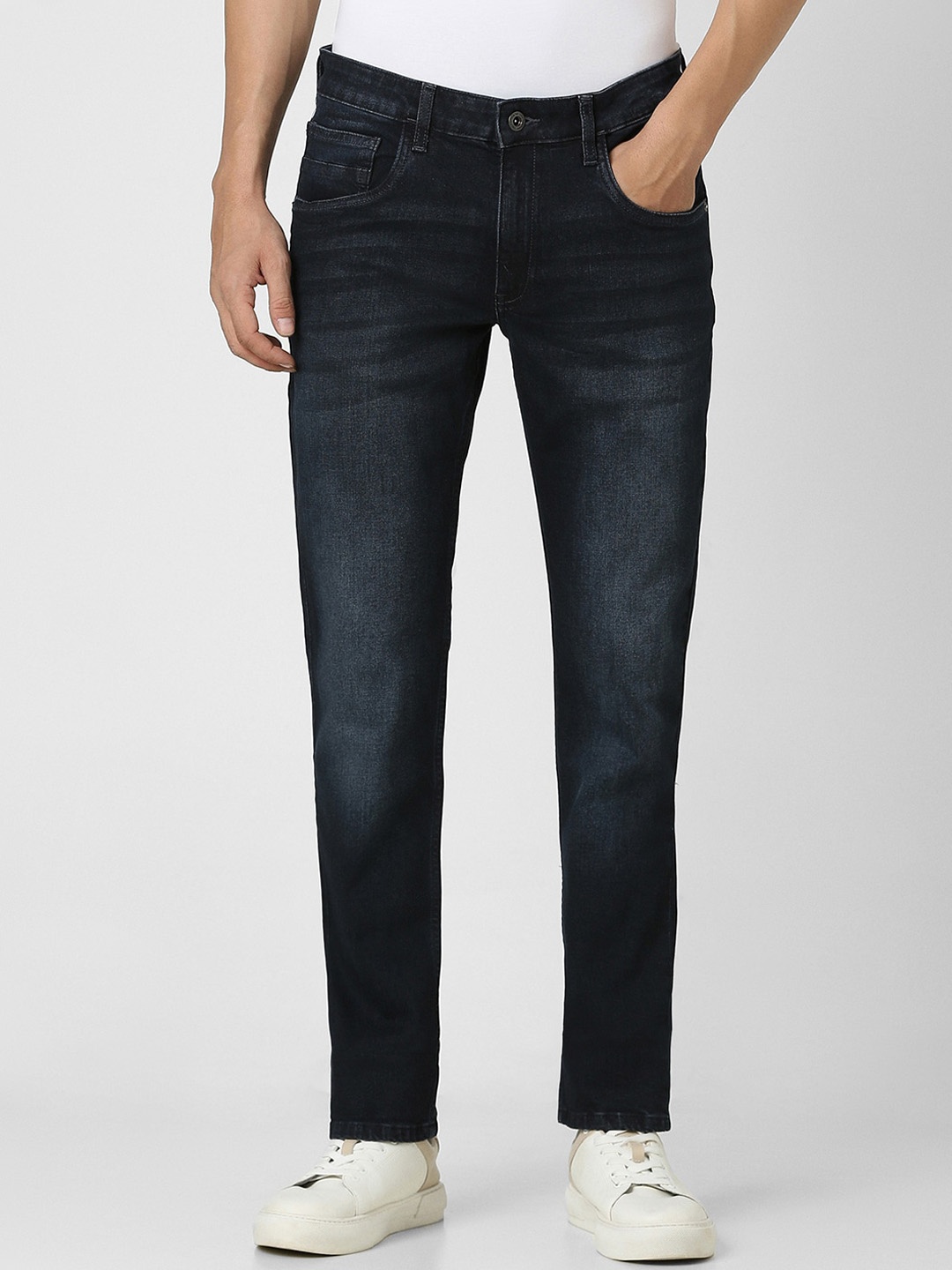 

VAN HEUSEN DENIM LABS Men Mid-Rise Slim Fit Heavy Fade Jeans, Navy blue