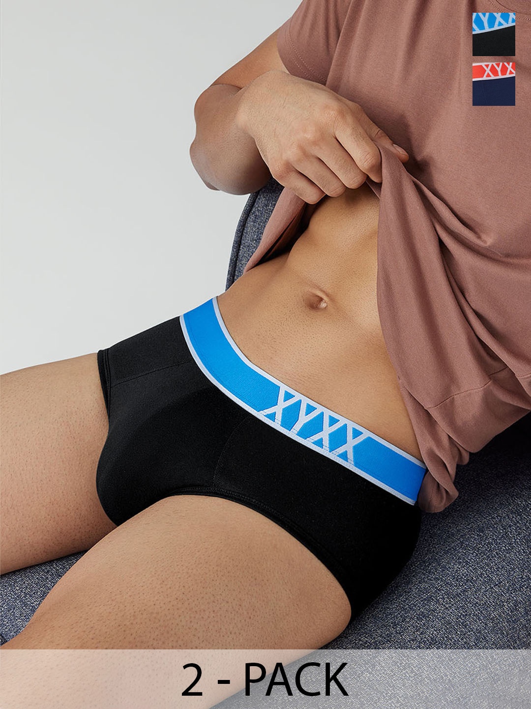 

XYXX Pack Of 2 Anti Microbial Basic Briefs XYBRF2PCKN803, Navy blue