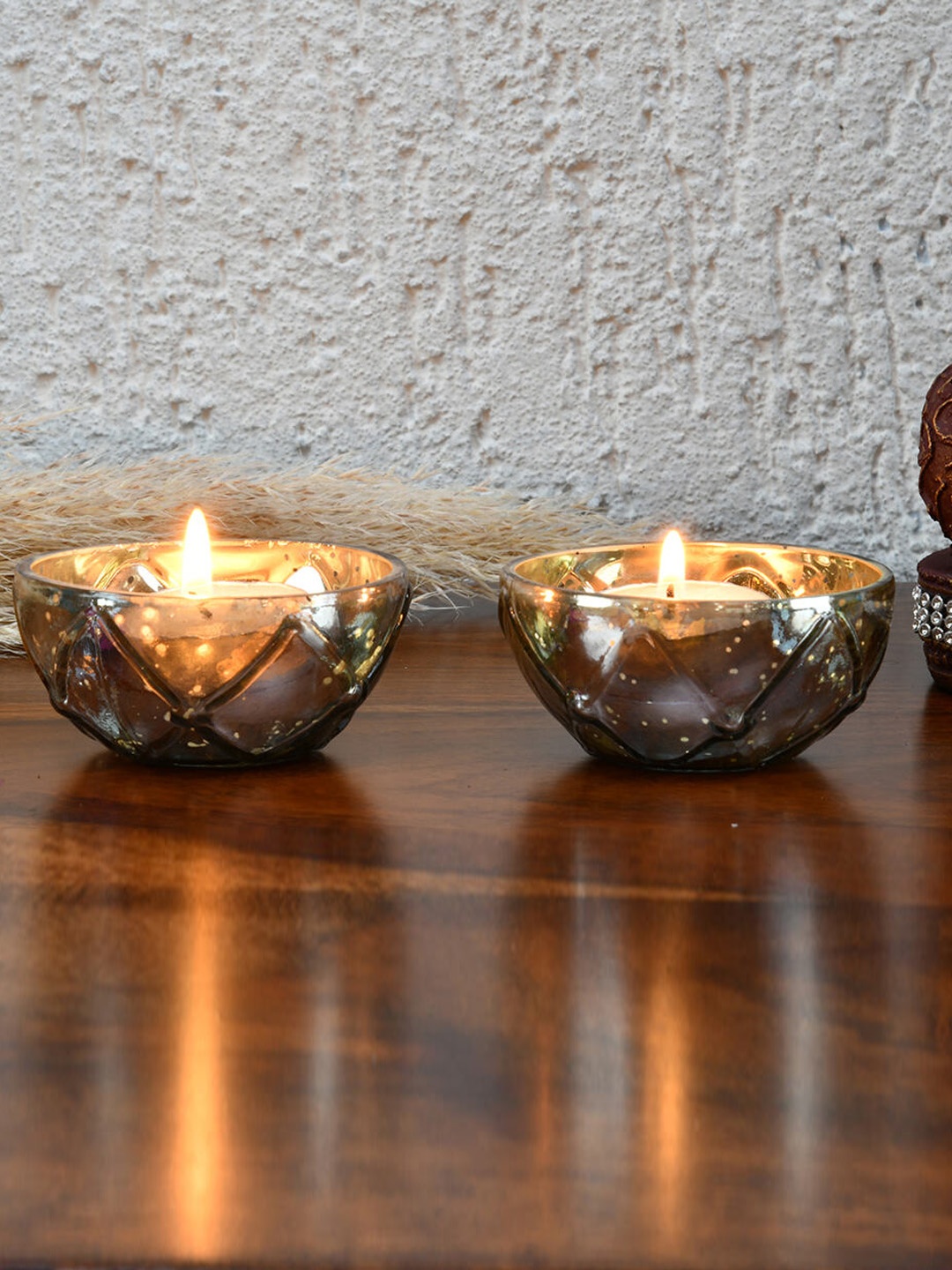 

Athome by Nilkamal Grey Set of 2 Candle Holder