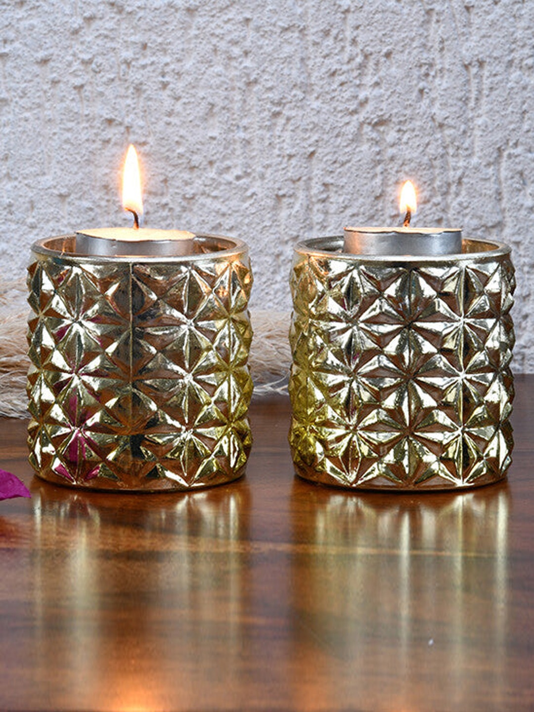 

Athome by Nilkamal Gold-Toned Set of 2 Candle Holder