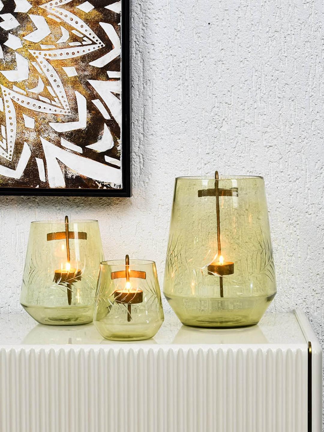 

Athome by Nilkamal Yellow Set of 3 Candle Holder