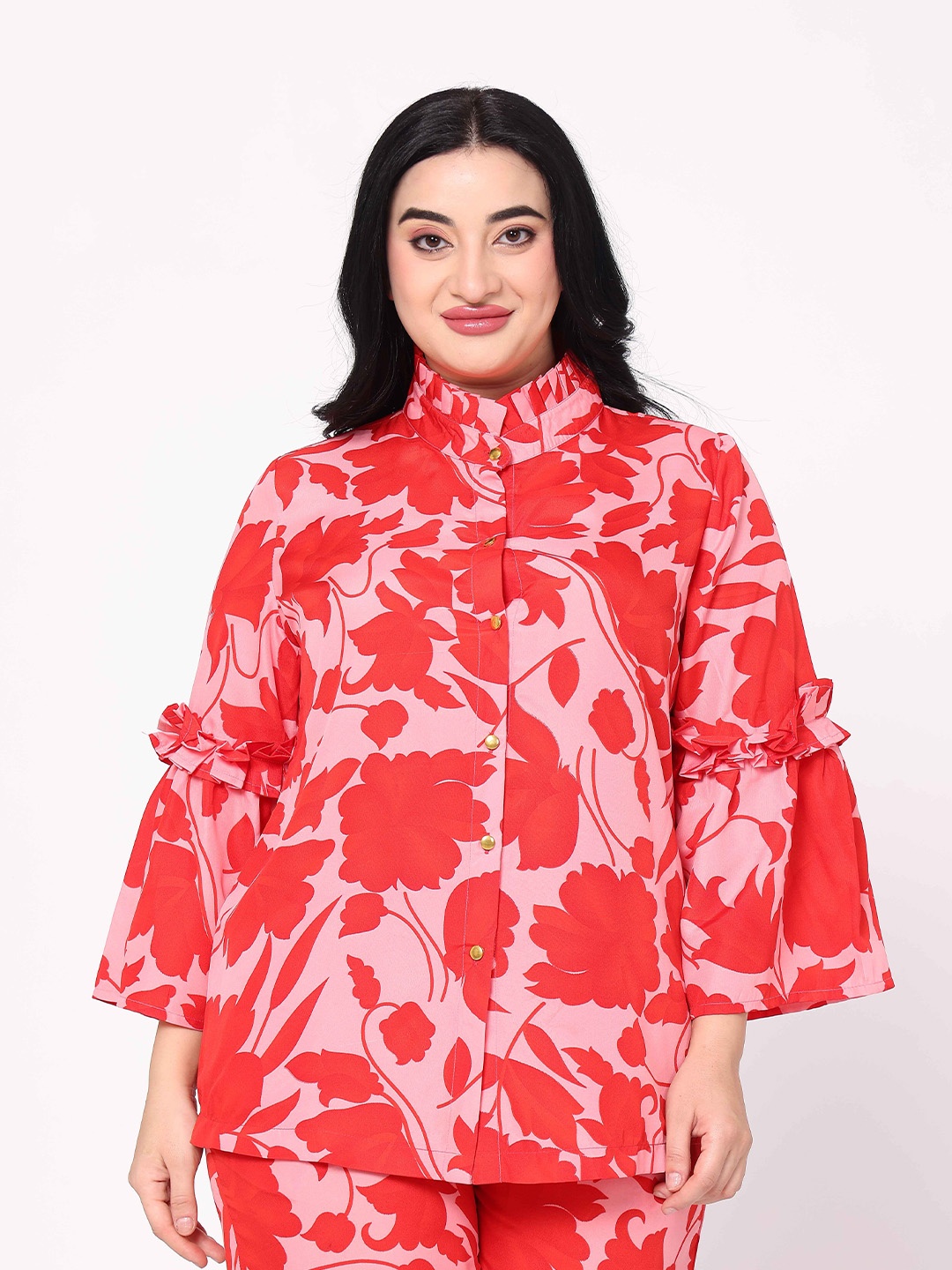 

TSM Floral Printed Shirt Style Top, Pink