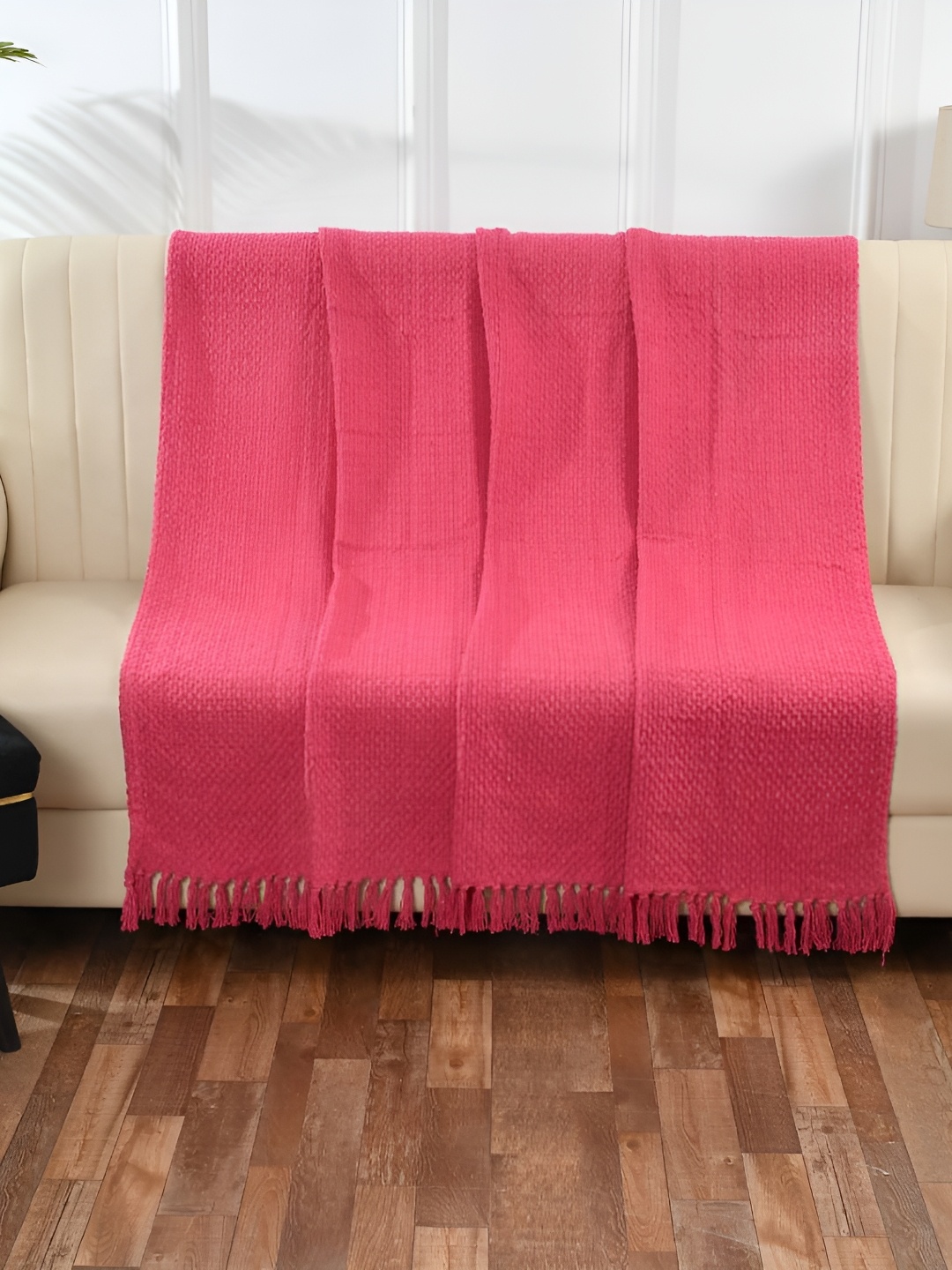 

SASHAA WORLD Pink Pure Cotton Throw