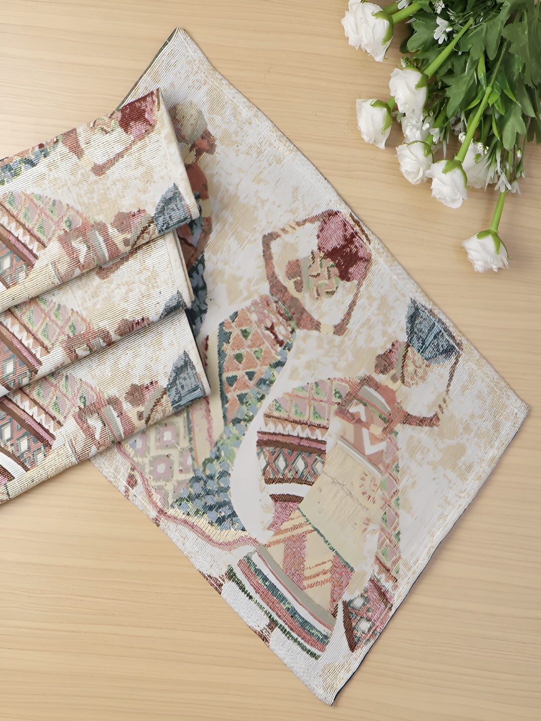 

HOKIPO 4 Pieces Beige & Brown Printed Cotton Table Placemats