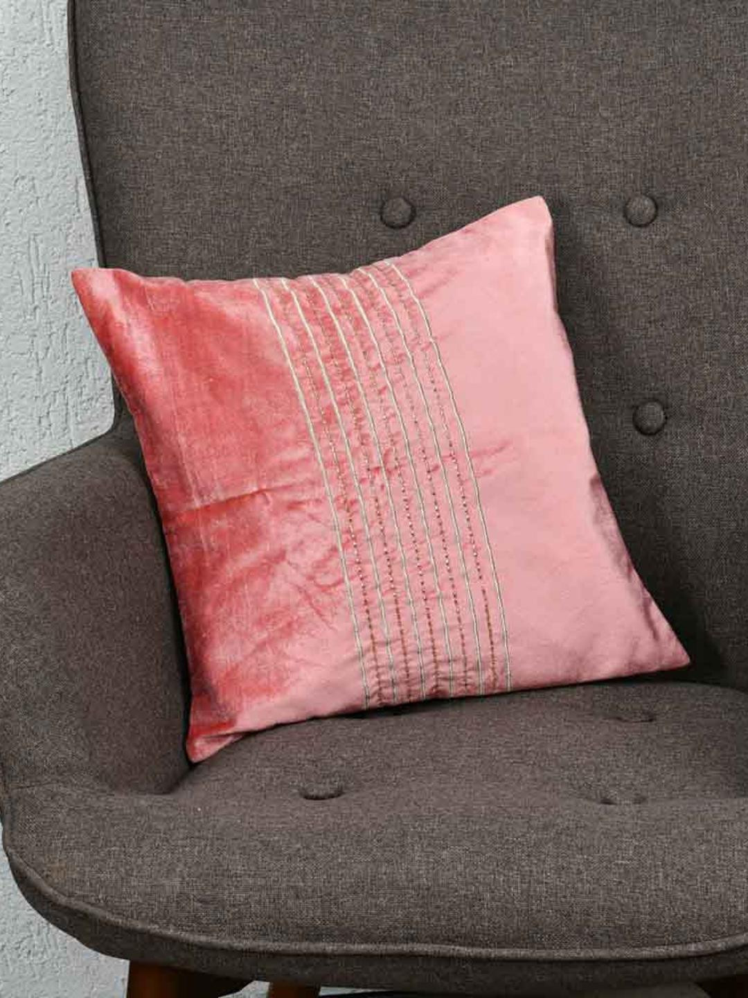 

Athome by Nilkamal Pink Striped Square Cushion Cover