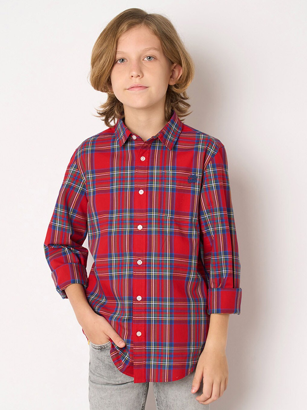 

Jack & Jones Junior Boys Tartan Checks Casual Shirt, Red