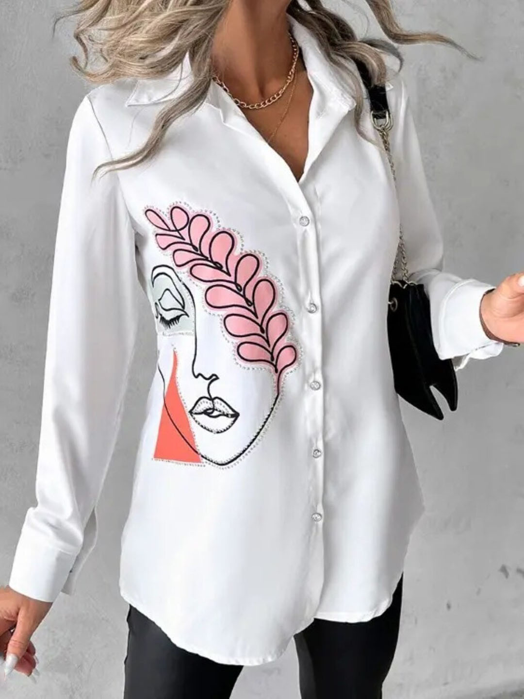 

StyleCast White & Pink Graphic Printed Spread Collar Casual Shirt, Off white