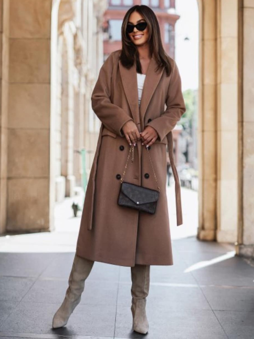 

StyleCast Brown Notched Lapel Collar Overcoat