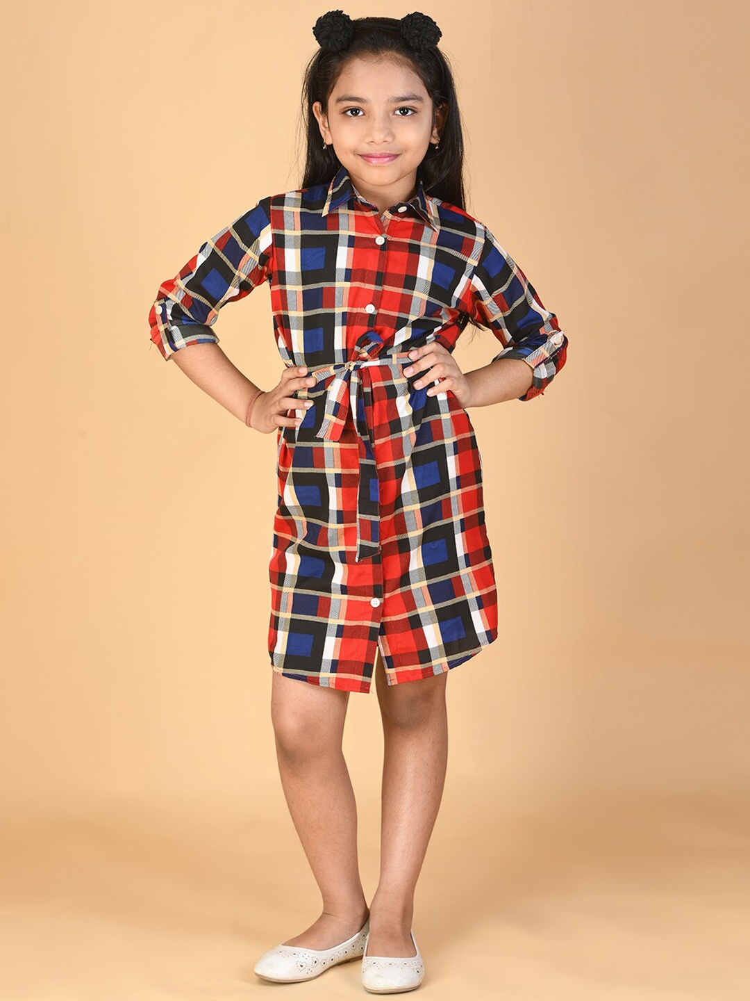 

Kids On Board Checked Shirt Dress, Red