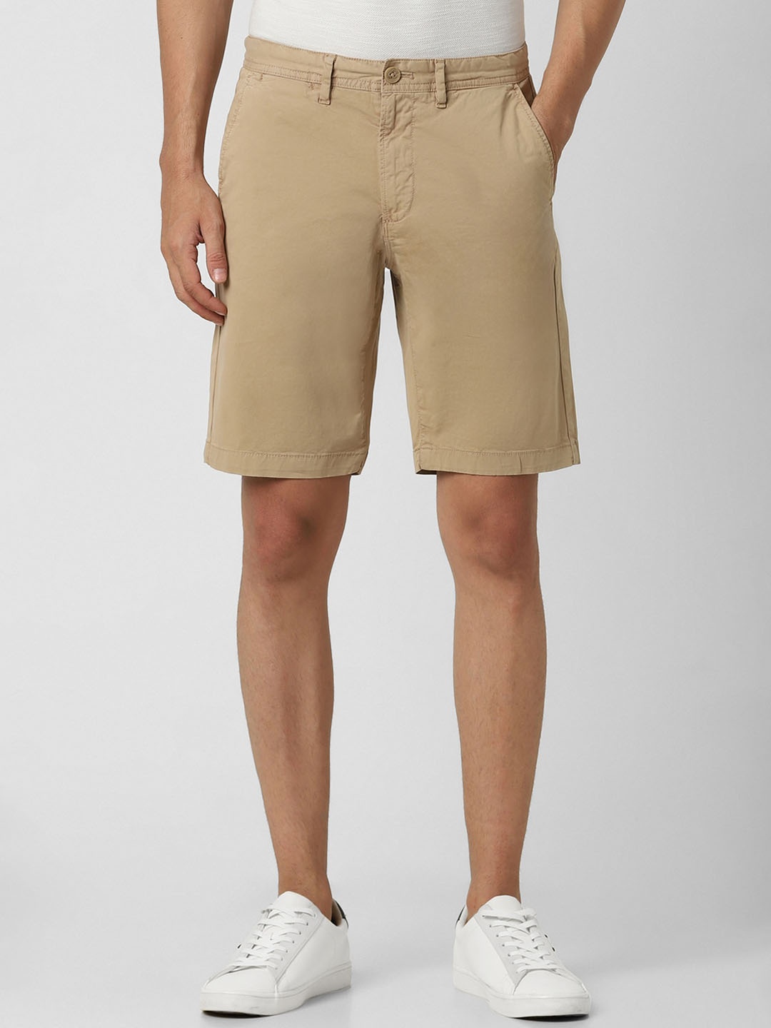 

Peter England Casuals Men Solid Shorts, Beige