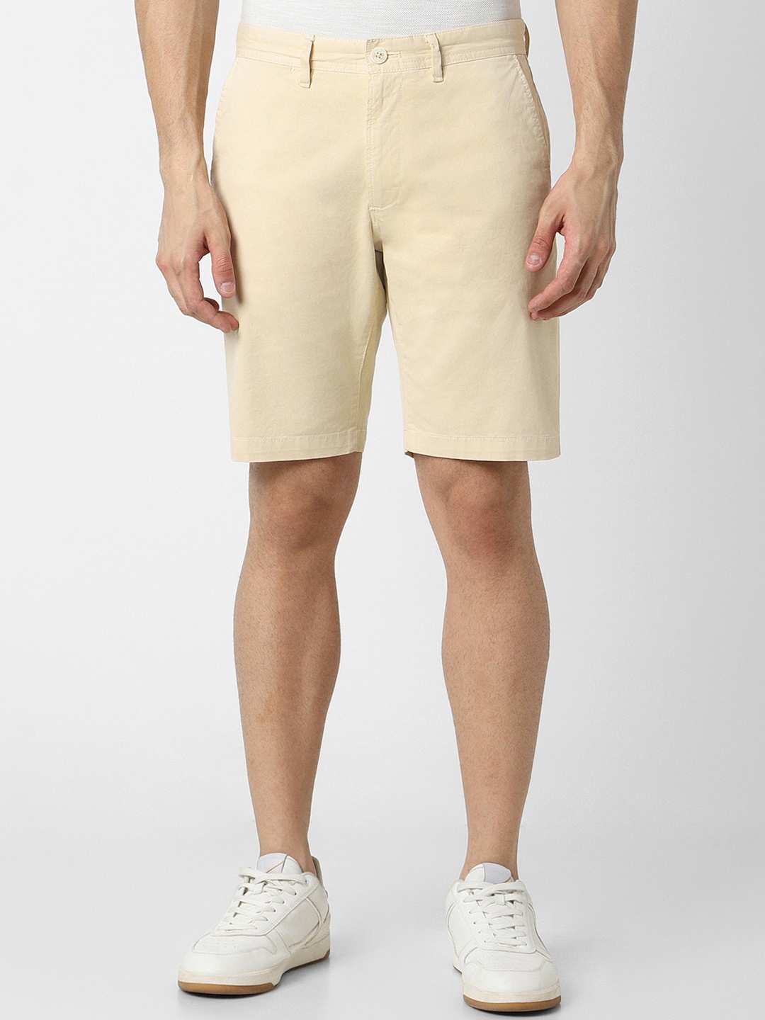 

Peter England Casuals Men Mid Rise Shorts, Cream