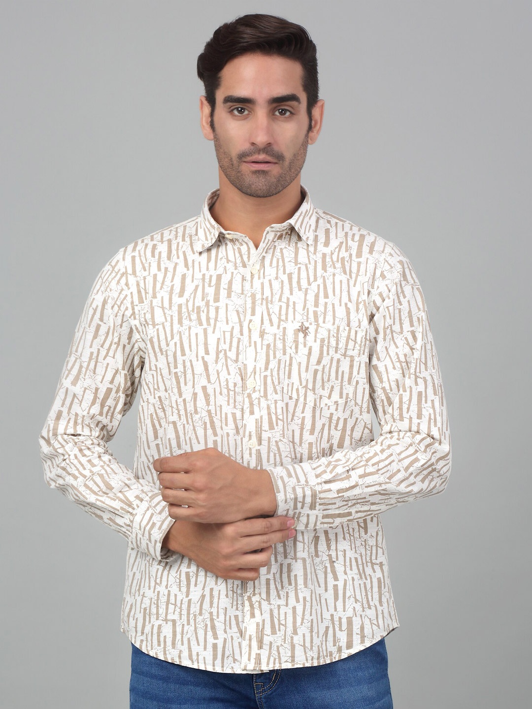 

Cantabil Abstract Printed Cotton Casual Shirt, Cream