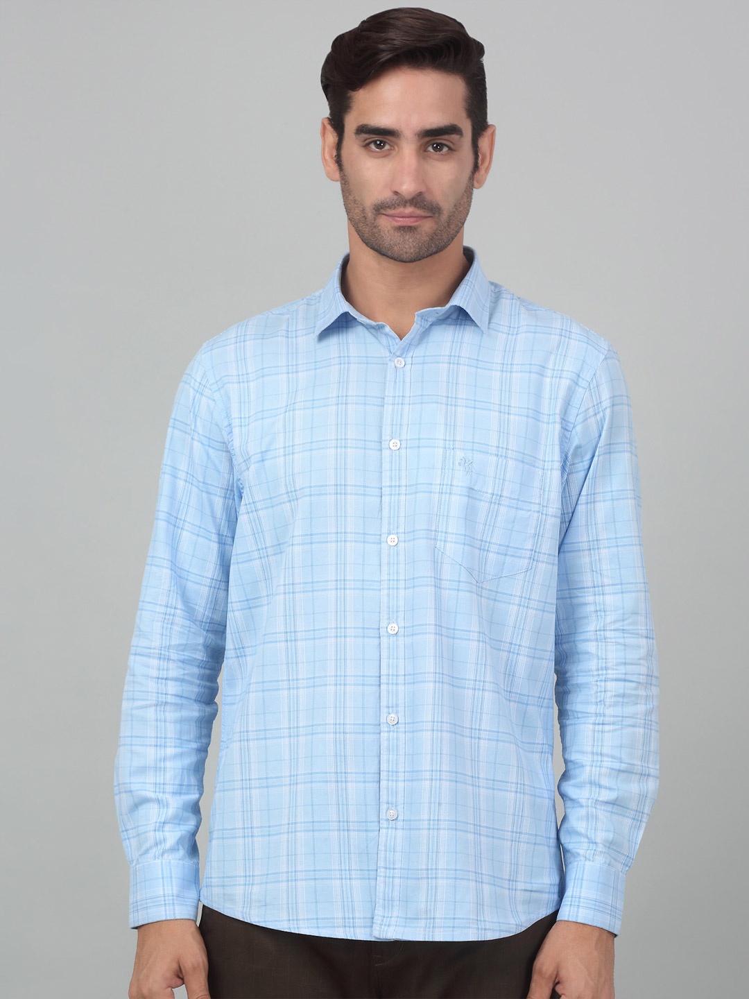 

Cantabil Tartan Checks Cotton Checked Casual Shirt, Blue