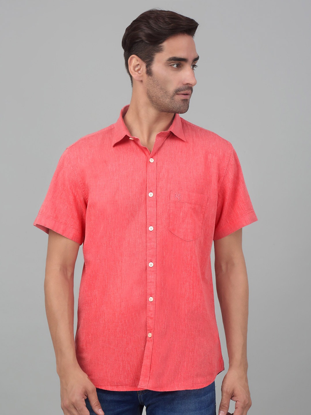 

Cantabil Cotton Linen Casual Shirt, Red