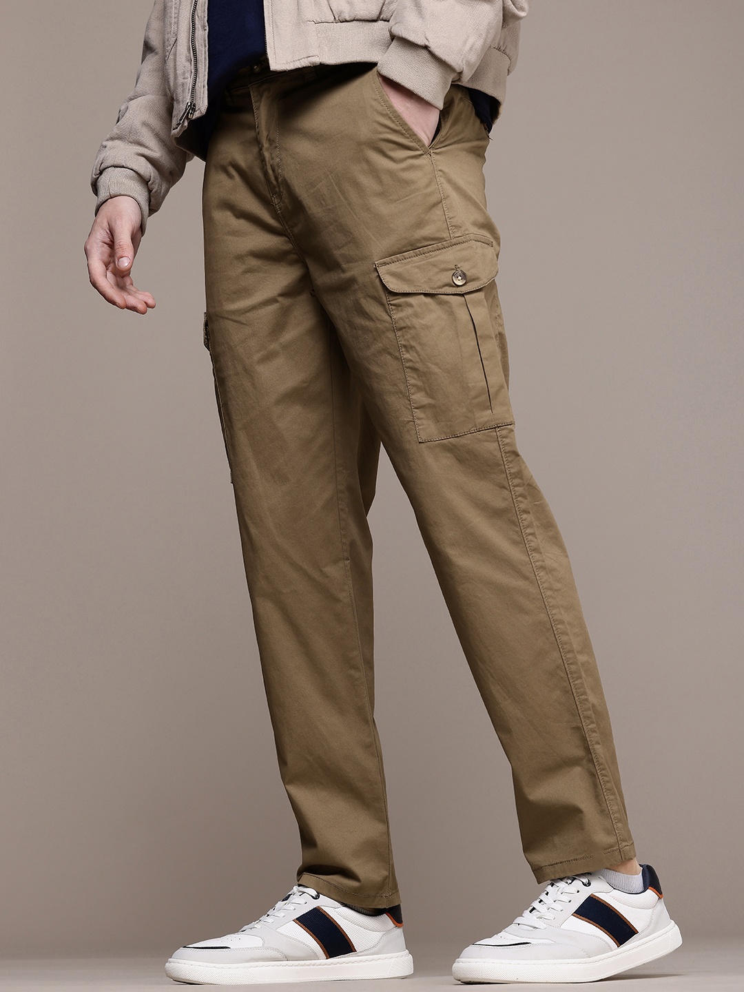 

Nautica Men Slim Fit Cargo Trousers, Khaki