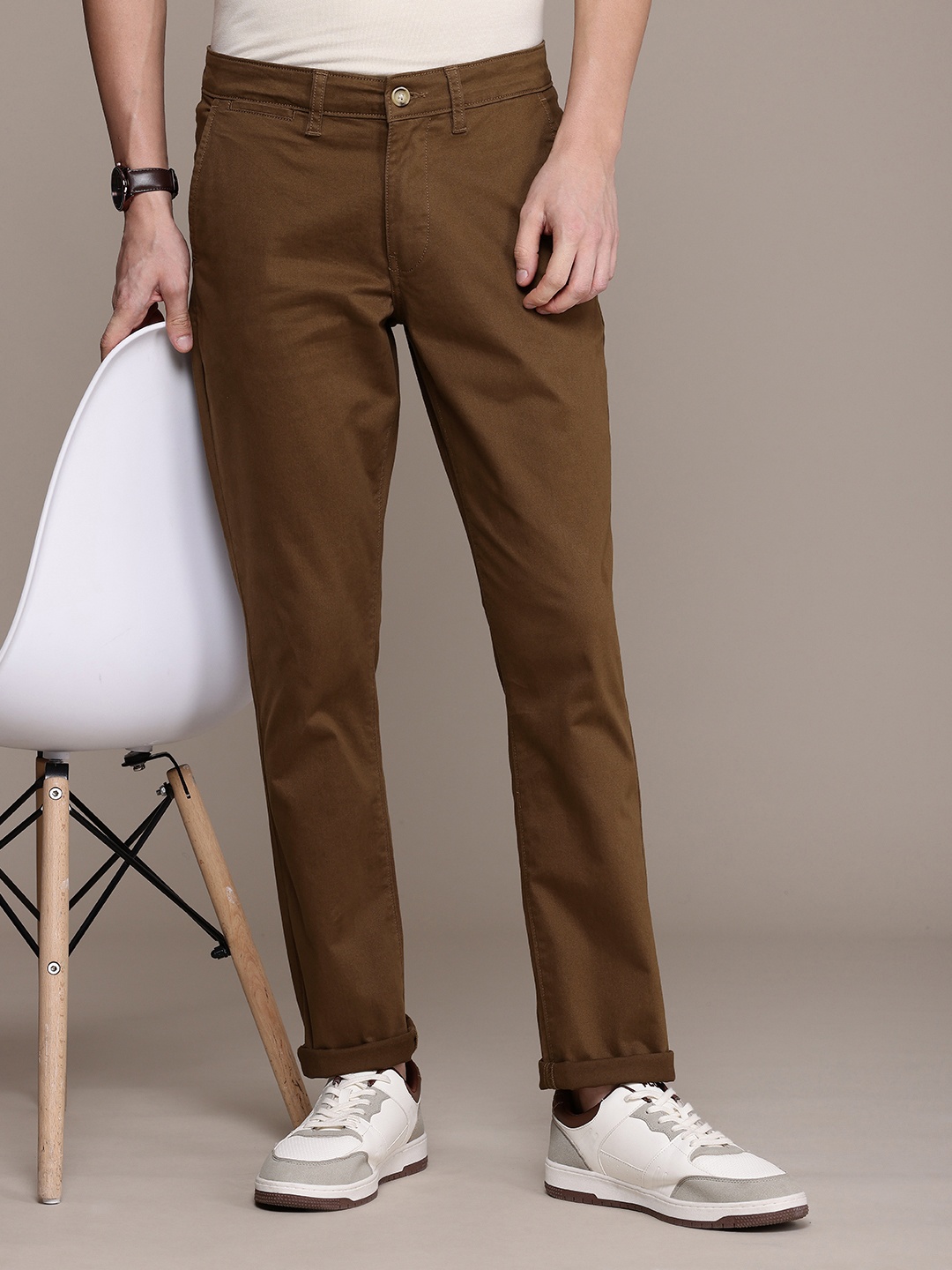 

Nautica Men Slim Fit Chinos Trousers, Brown