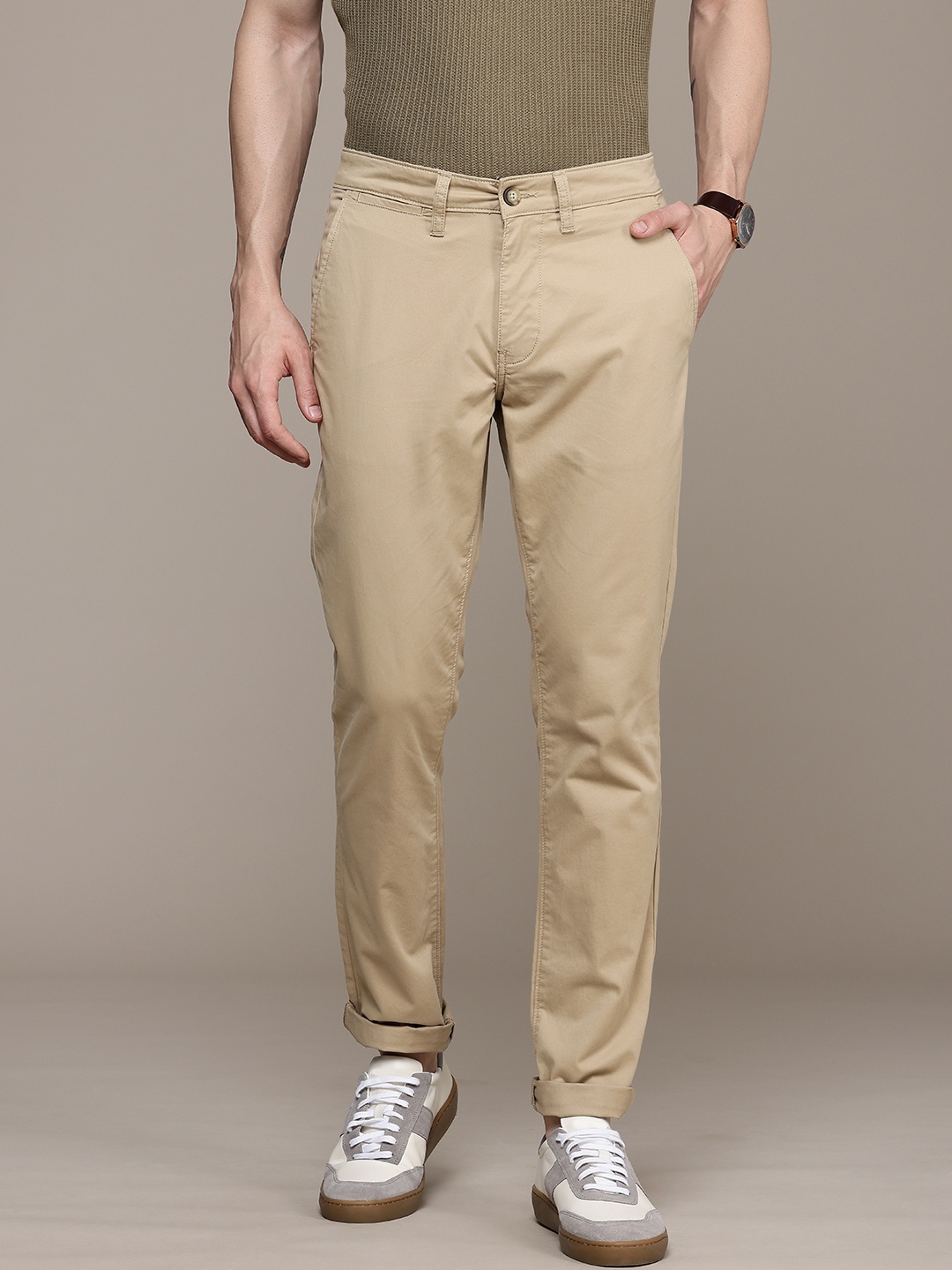 

Nautica Men Slim Fit Chinos Trousers, Beige