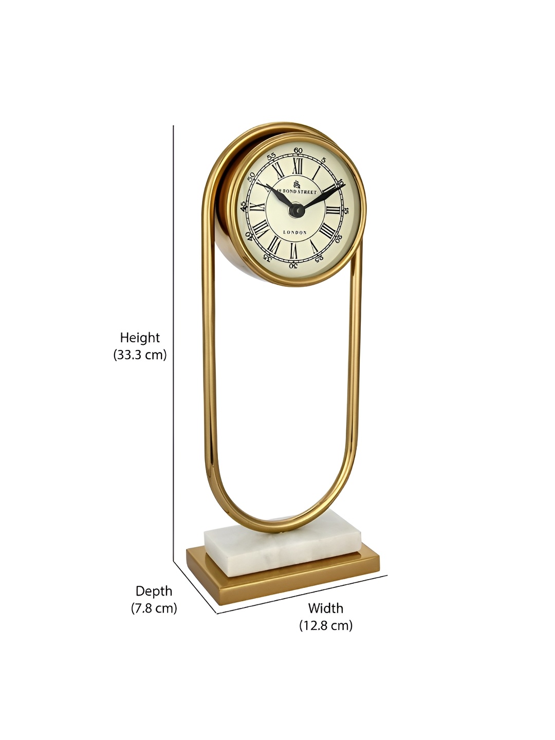 

Athome by Nilkamal Gold-Toned & White Contemporary Table Clock