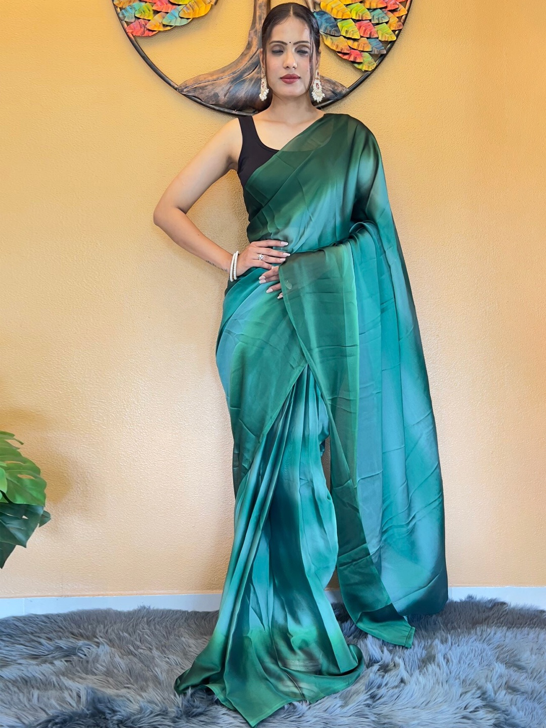 

LeeliPeeri Designer Ombre Ready to Wear Saree, Teal