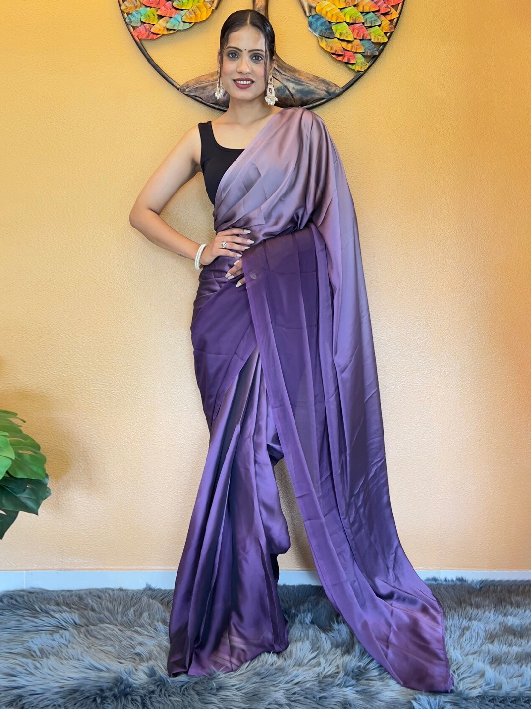

LeeliPeeri Designer Ombre Ready to Wear Saree, Purple