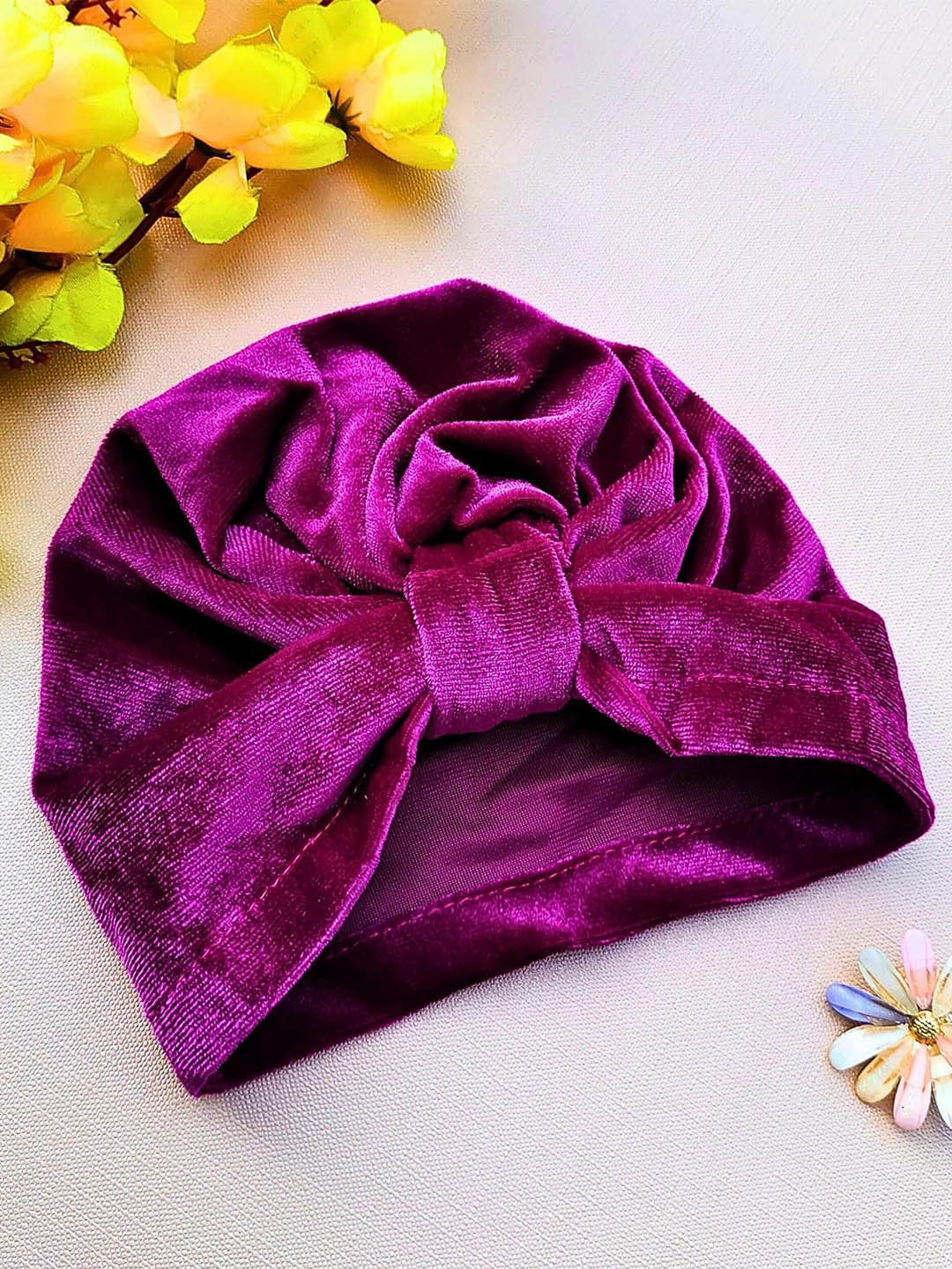 

ANNA CREATIONS Infant Girls Cotton Turban Beanie Cap, Purple