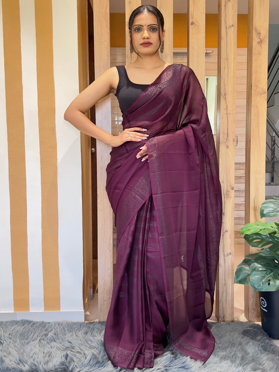 

LeeliPeeri Designer Ready to Wear Saree, Purple