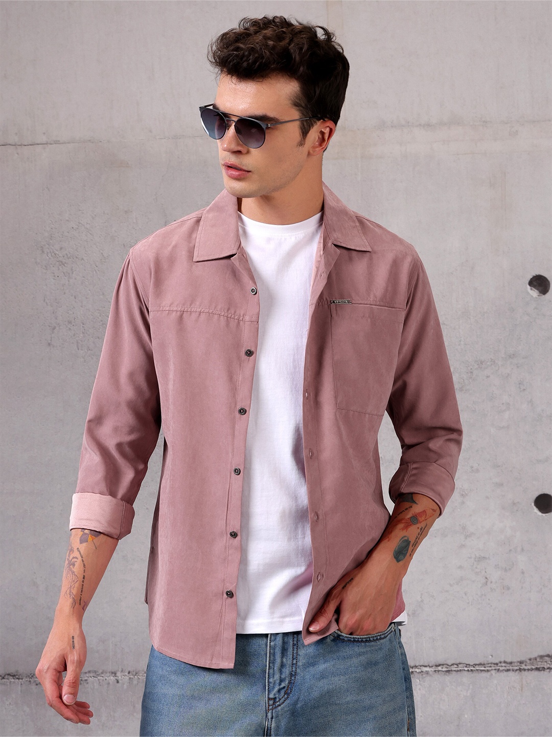 

Beyoung Spread Collar Long Sleeves Casual Shacket, Mauve