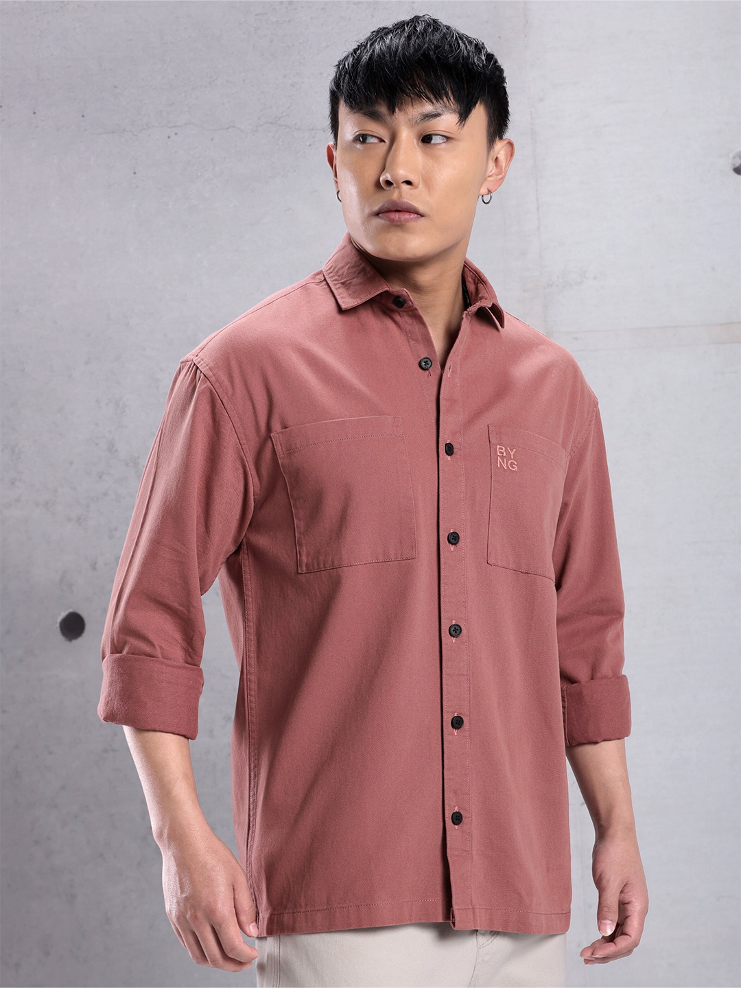 

Beyoung Cotton Spread Collar Casual Shirt, Mauve