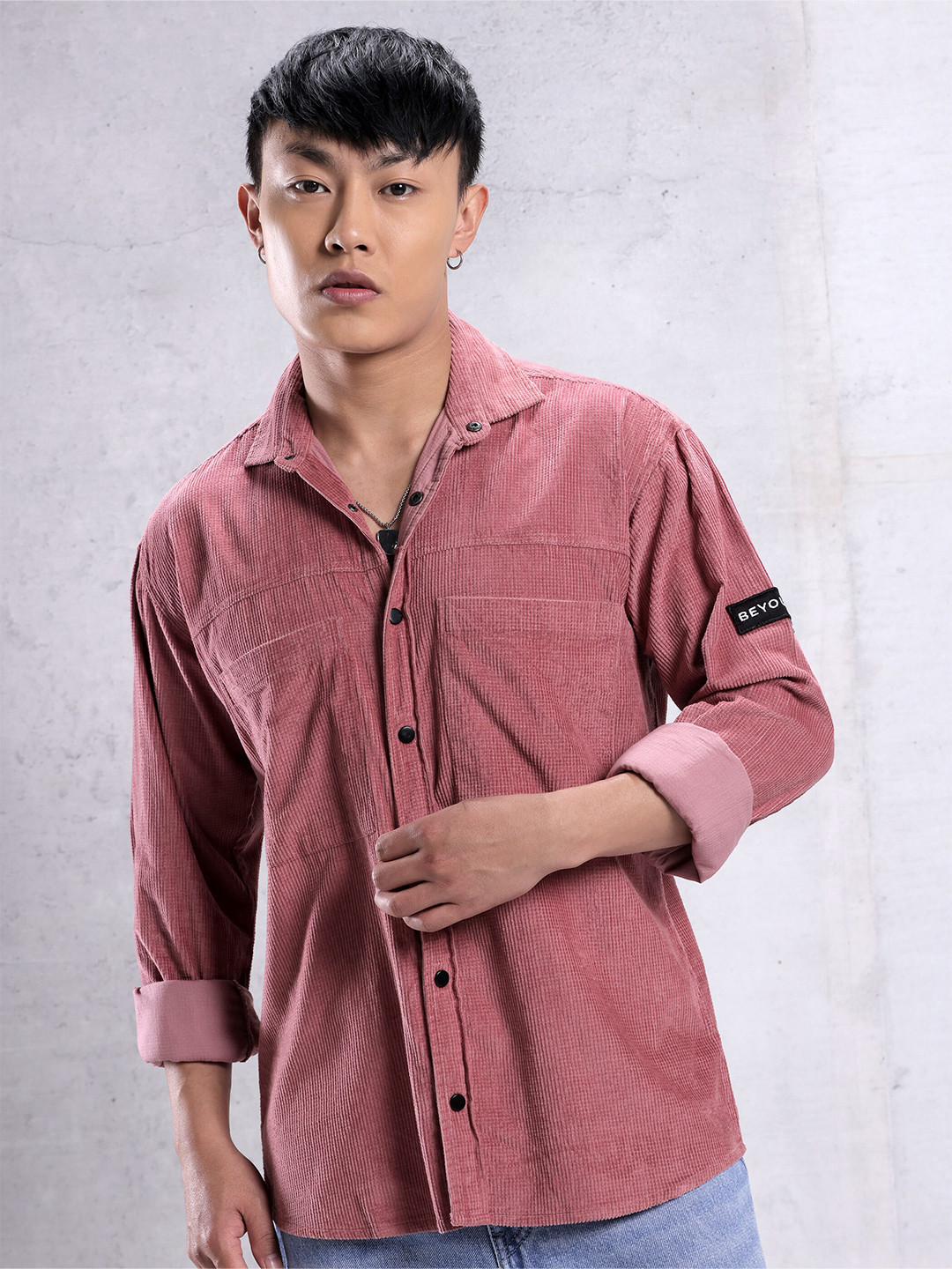 

Beyoung Textured Corduroy Shirt, Mauve