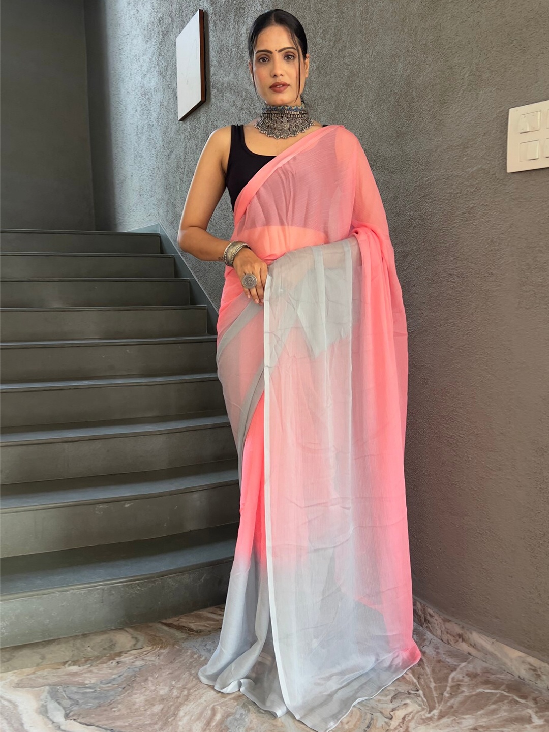 

LeeliPeeri Designer Ombre Ready to Wear Saree, Pink