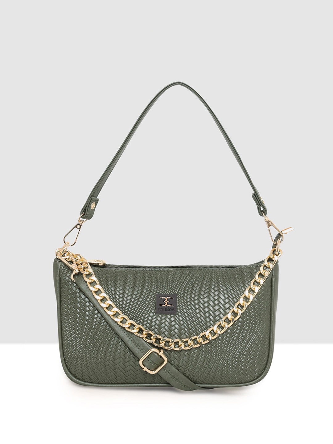 

ESBEDA Textured Baguette Sling Bag, Olive